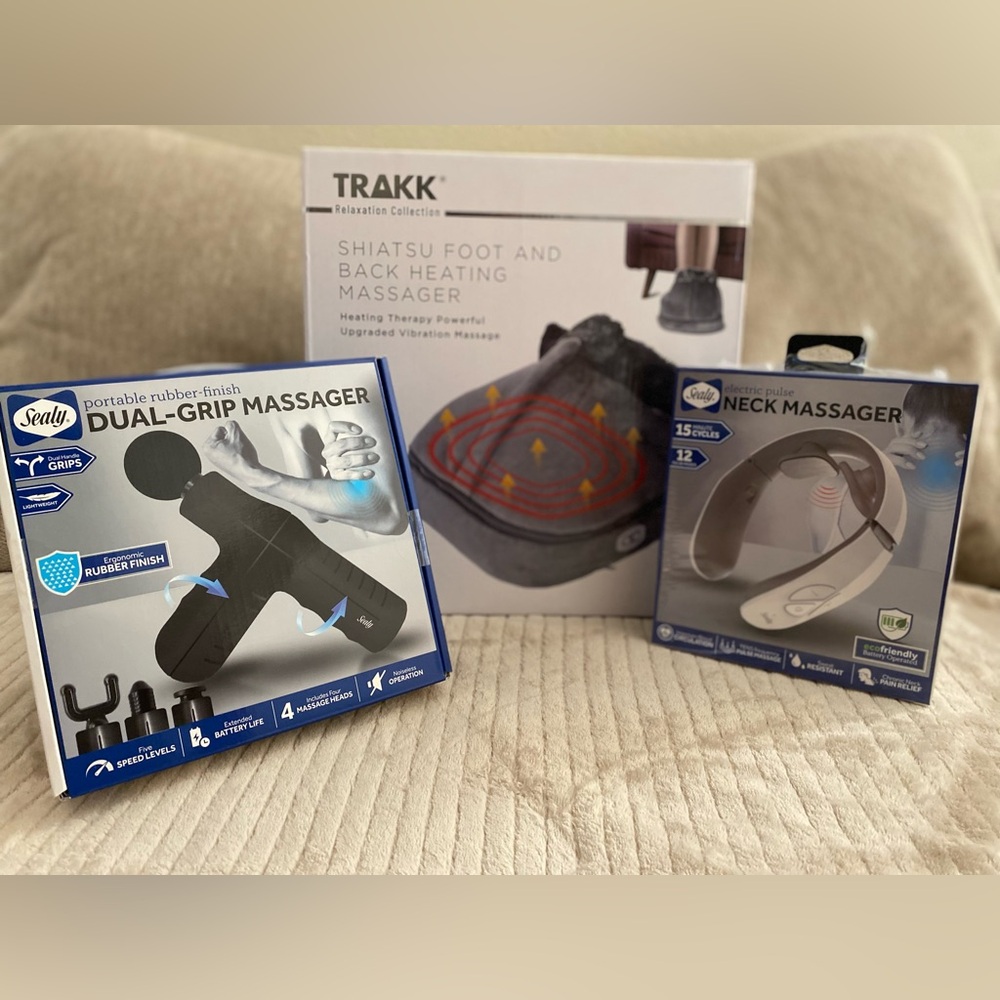 Massage Bundle! Brand new massage gun, neck messaged, and foot message